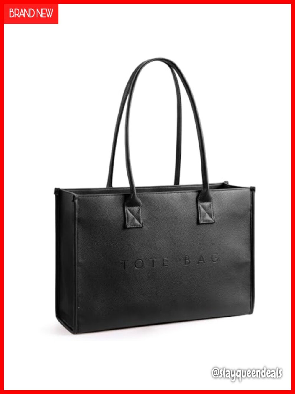 Oversize PU Leather Tote Bag Women Weekender Shopper Handbag Work Travel